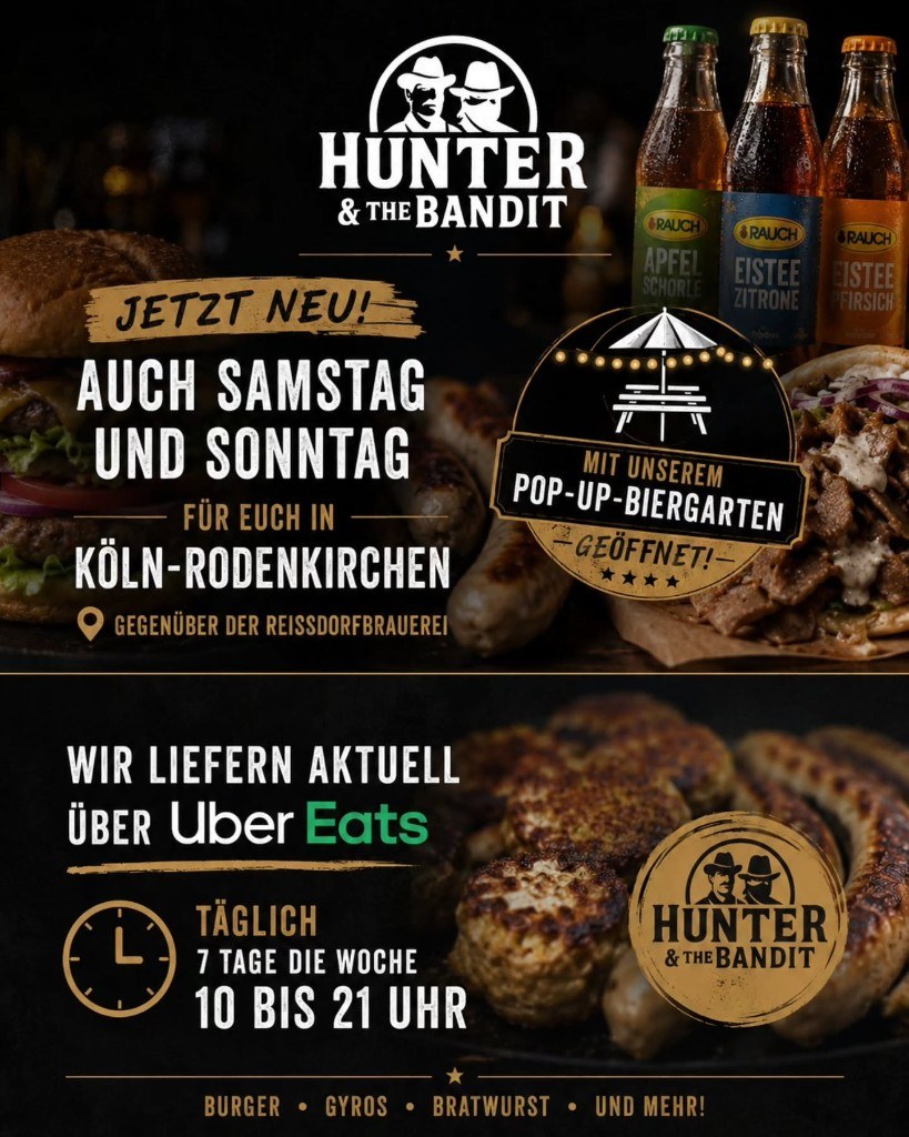 Hunter & The Bandit in Köln-Rodenkirchen mit Pop-up-Biergarten